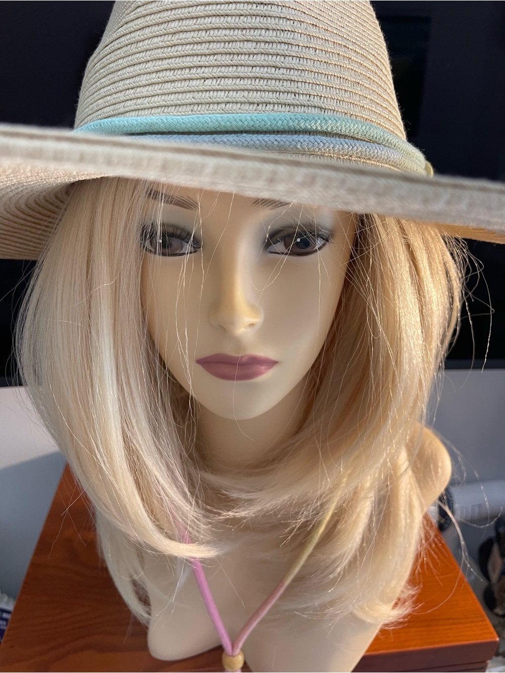 Wide-Brim Straw Sun Hat with Colorful Band by Sun N Sand- UPF 50+